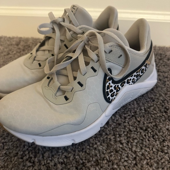Nike Women's Sneakers in Cream and Black with Leopard Detail - Picture 1 of 6